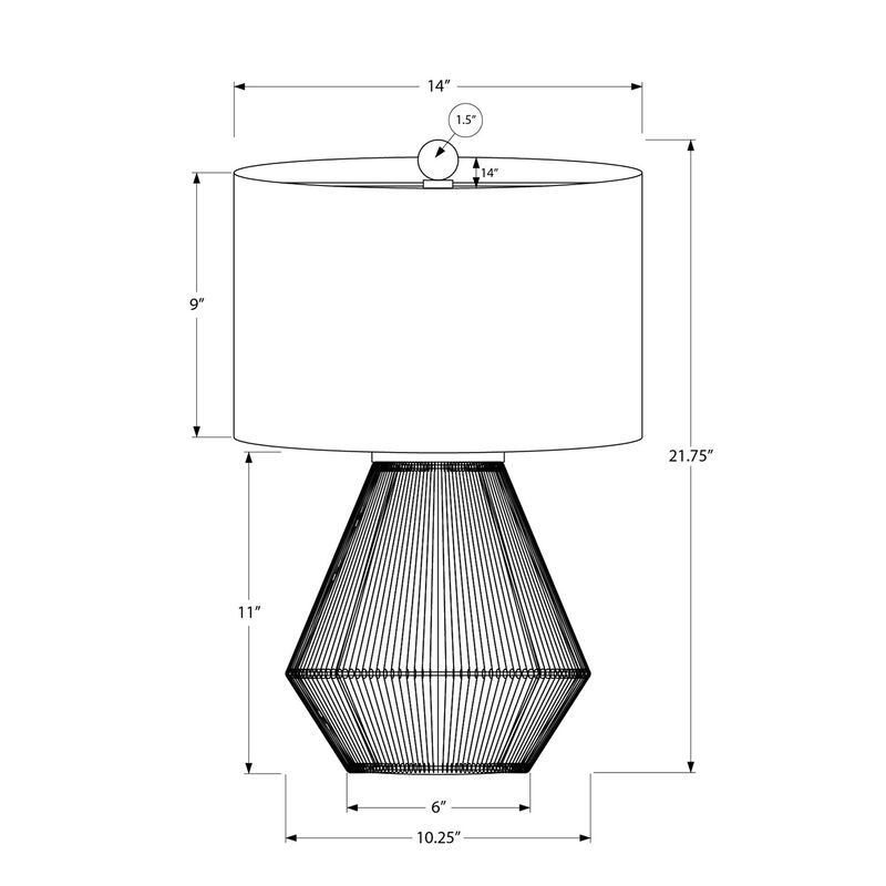 Monarch Specialties I 9628 - Lighting, 22"H, Table Lamp, Brown Rope, Beige Shade, Transitional