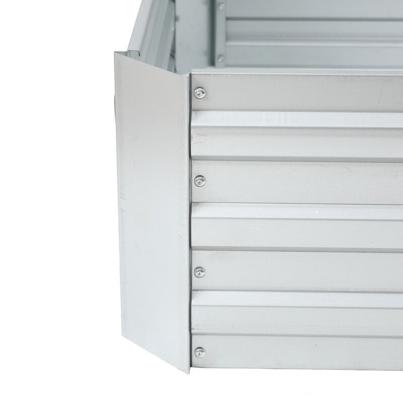 LuxenHome 72in Galvanized Rectangular Raised Garden Bed