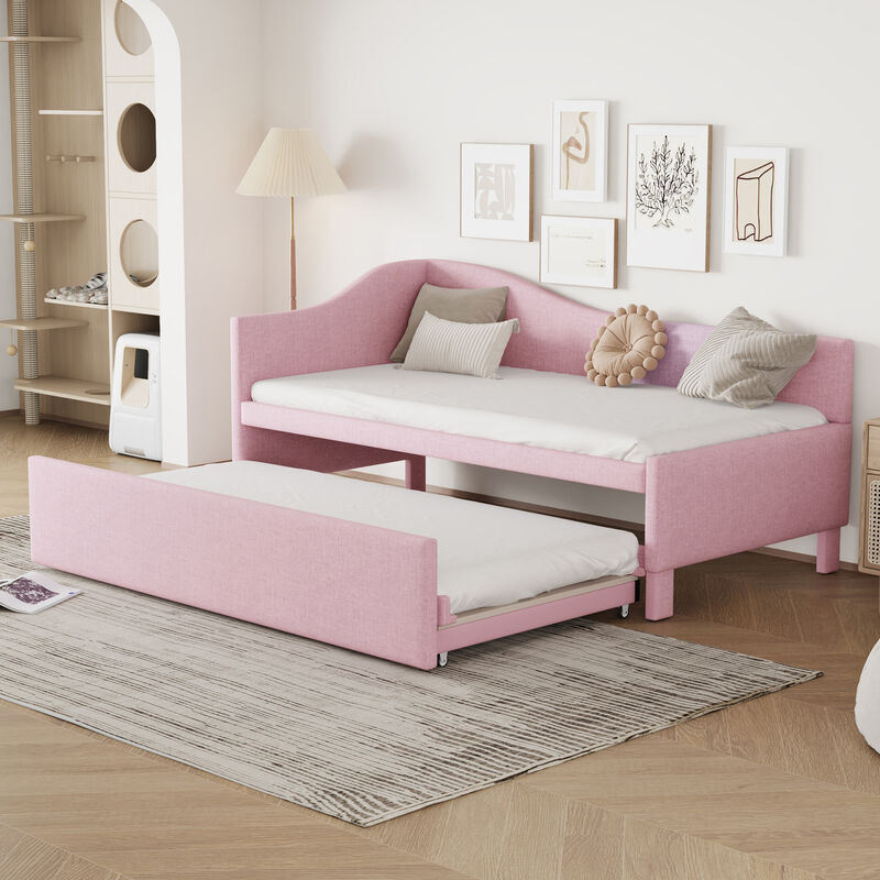 Merax Upholstered L-Shaped Daybed with Pop Up Trundle