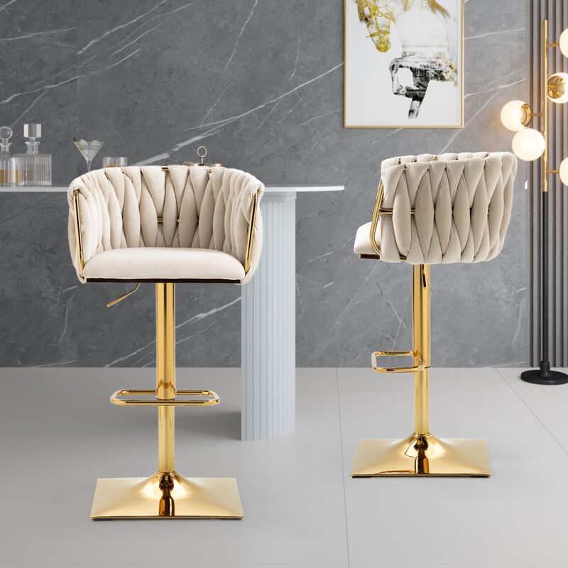 Vintage Bar Stools With Back And Footrest Counter Height Dining Chairs