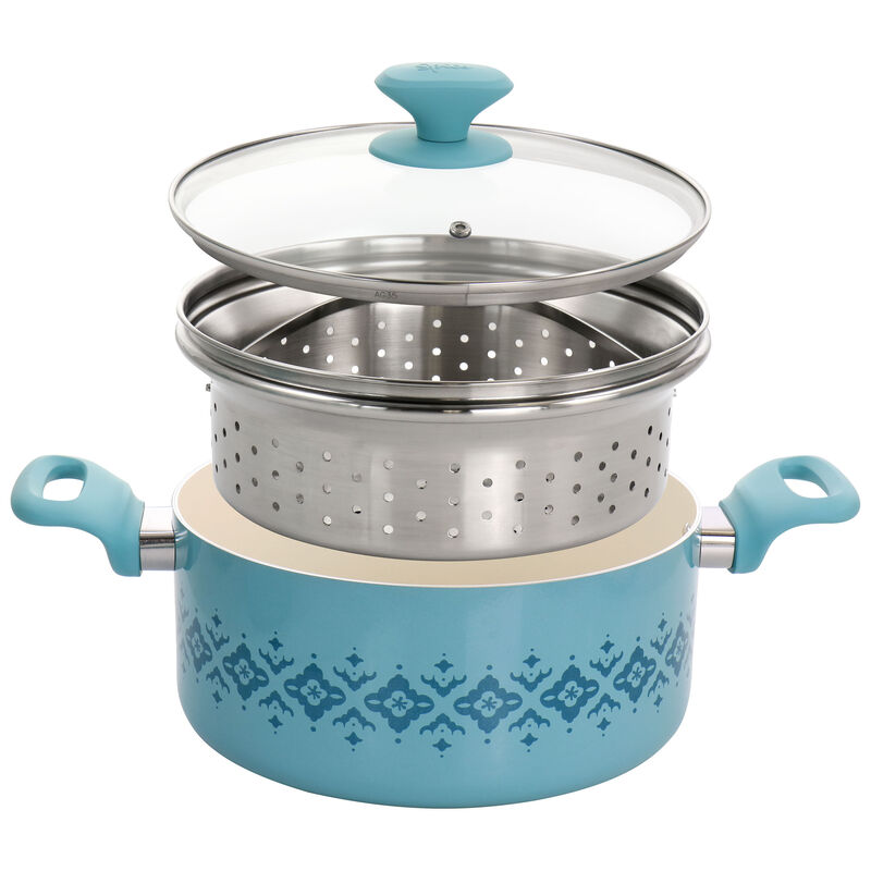 Spice by Tia Mowry Savory Saffron 16 Piece Ceramic Nonstick Cookware Set in Blue