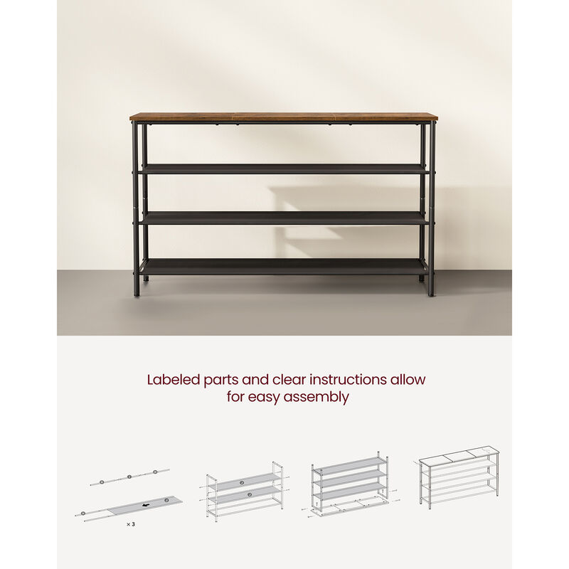 4 Tier Shoe Rack with 3 Fabric Shelves