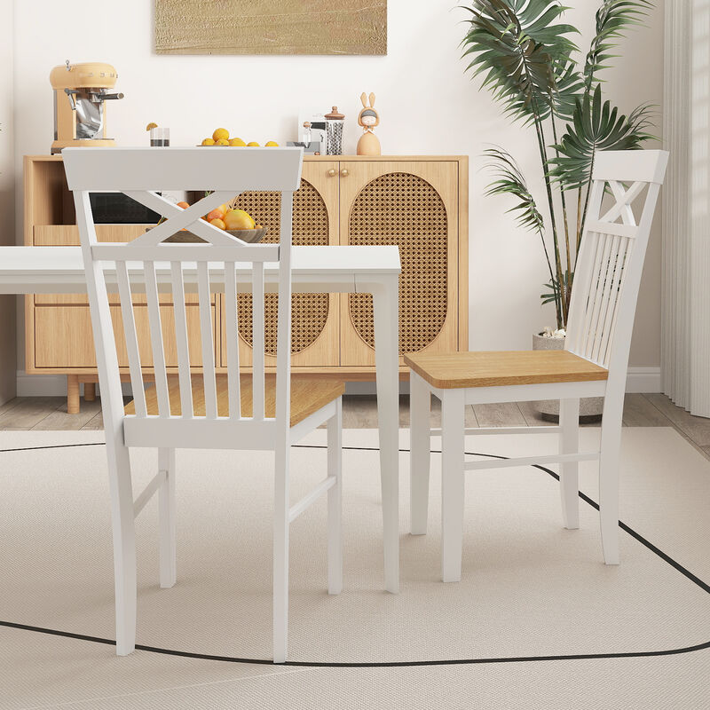 Wooden Kitchen Dining Chair Set of 2 with Rubber Wood Frame