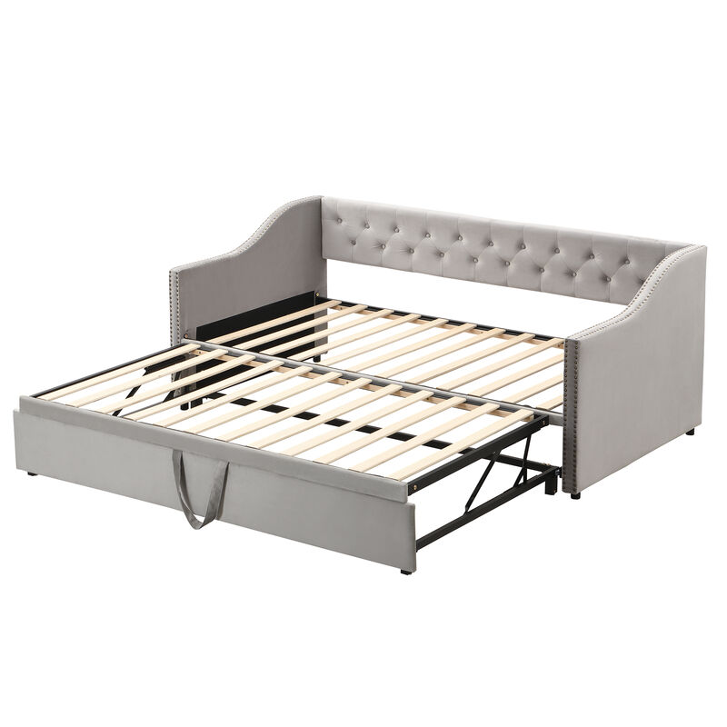 Merax Upholstered Daybed with Pop Up Trundle