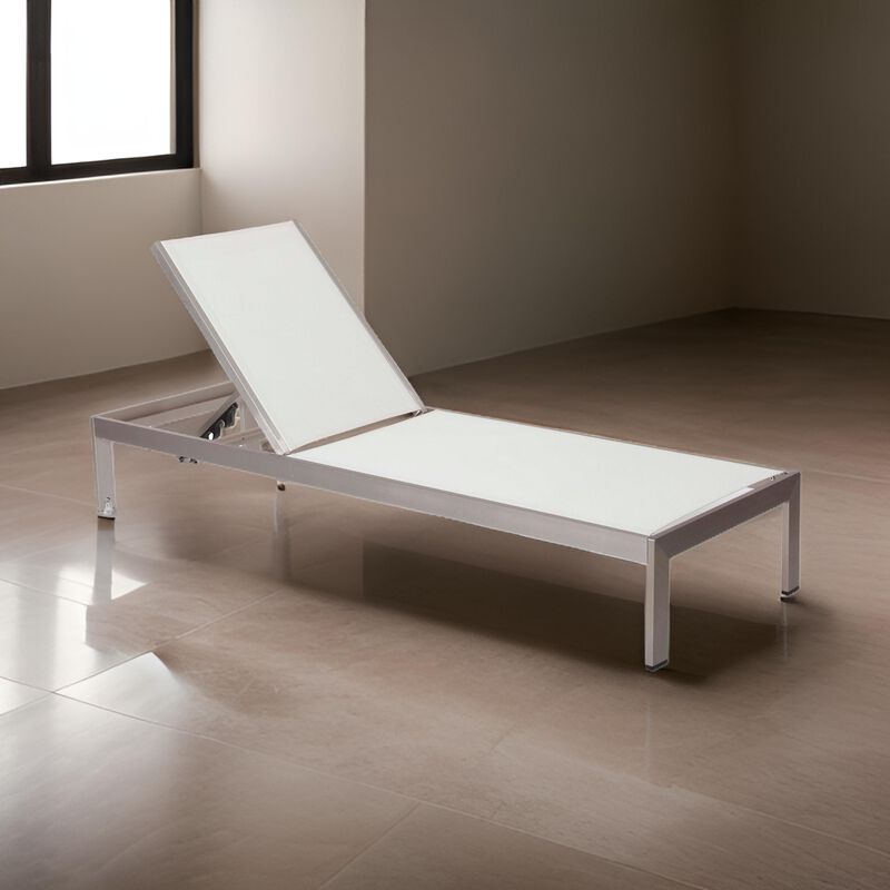 Anodized Aluminum Modern Patio Lounger In White - Benzara