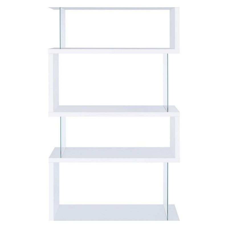 Fantastic glossy white wooden bookcase-Benzara