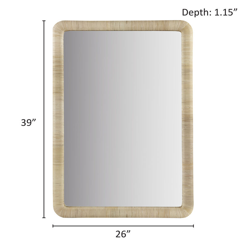 Gracie Mills Janell Serenity Reflected Natural Rattan Rectangle Wall Mirror
