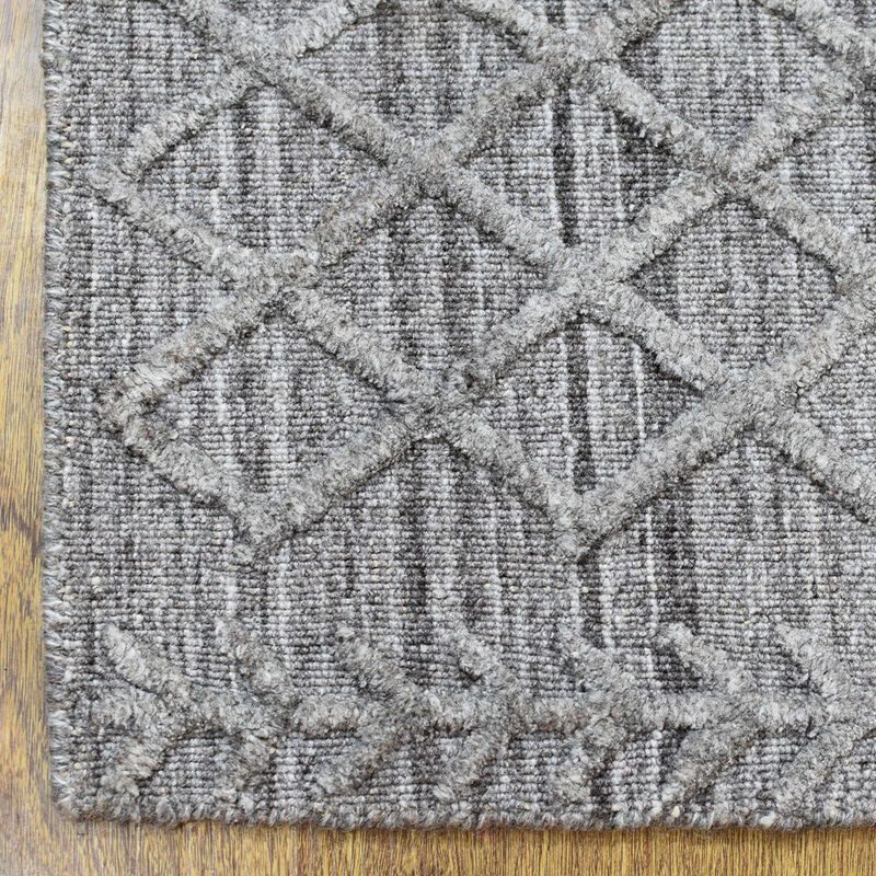 RUGSOTIC CARPETS HAND WOVEN FLAT WEAVE KILIM POLYESTER ECO-FRIENDLY AREA RUGS  - 3'x5', Rectangle Shape, Dark Gray Color, Geometric Modern Design, Low Pile  Handmade Area Rugs (DP0006)
