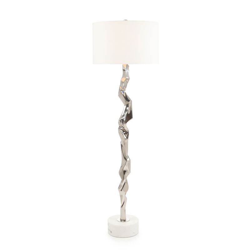 Polished Nickel Geometric Floor Lamp