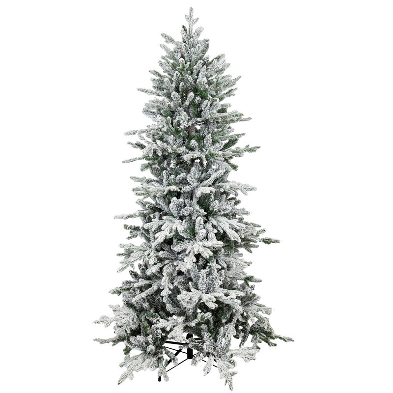 Sunnydaze Slim and Stately Artificial Christmas Tree - 6 ft - Flocked
