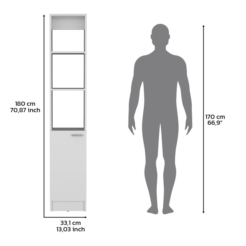Parks Linen Cabinet, 1 Door, 6 Shelves, White, Bathroom
