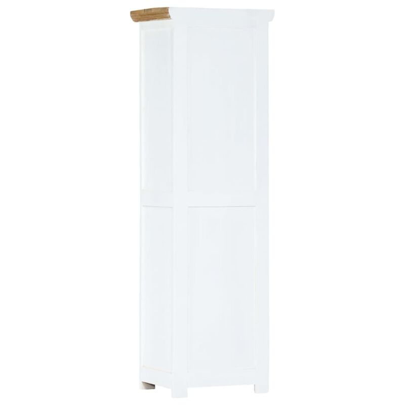 vidaXL Highboard White and Brown 15.7"x11.8"x50.3"  Solid Rough Mango Wood