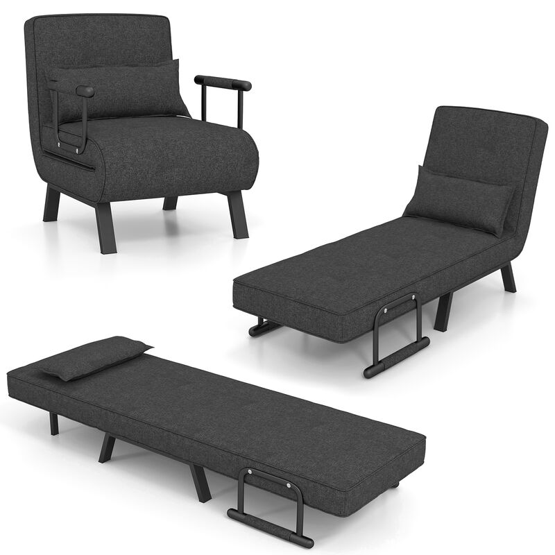 Folding 6 Position Convertible Sleeper Bed Armchair Lounge Couch with Pillow