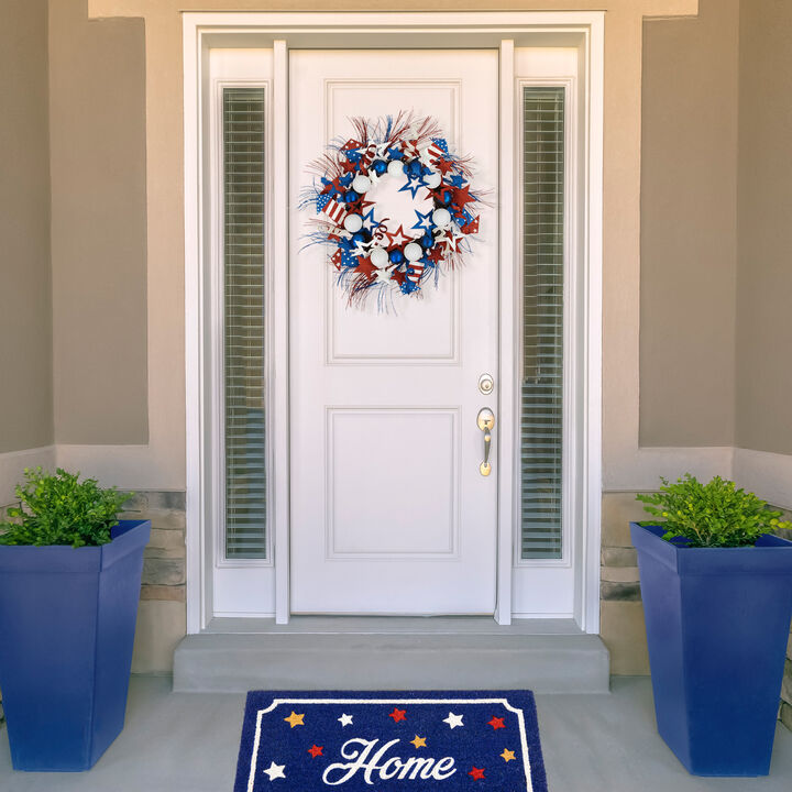 Glittered Stars and Rockets Patriotic Wreath - 22"
