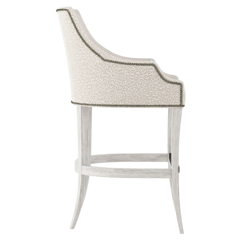 Keeley Fabric Bar Stool with White Legs