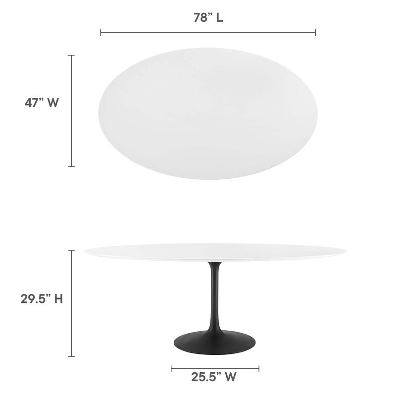 Modway - Lippa 78" Oval Dining Table Black White