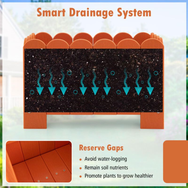 Hivvago 2 Pack Rectangular Planter Box with Drainage Gaps for Front Porch Garden Balcony