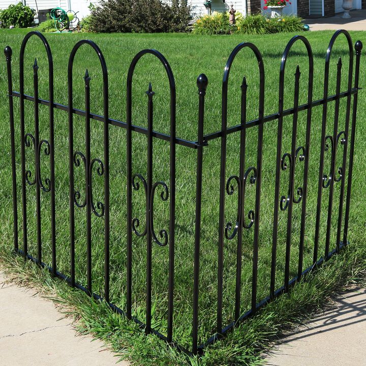 Sunnydaze 2-Piece Decorative Finial Garden Landscape Fencing - 8 ft - Black