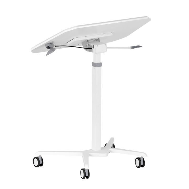 Sit To Stand Mobile Laptop Computer Stand With Height Adjustable And Tiltable Table Top