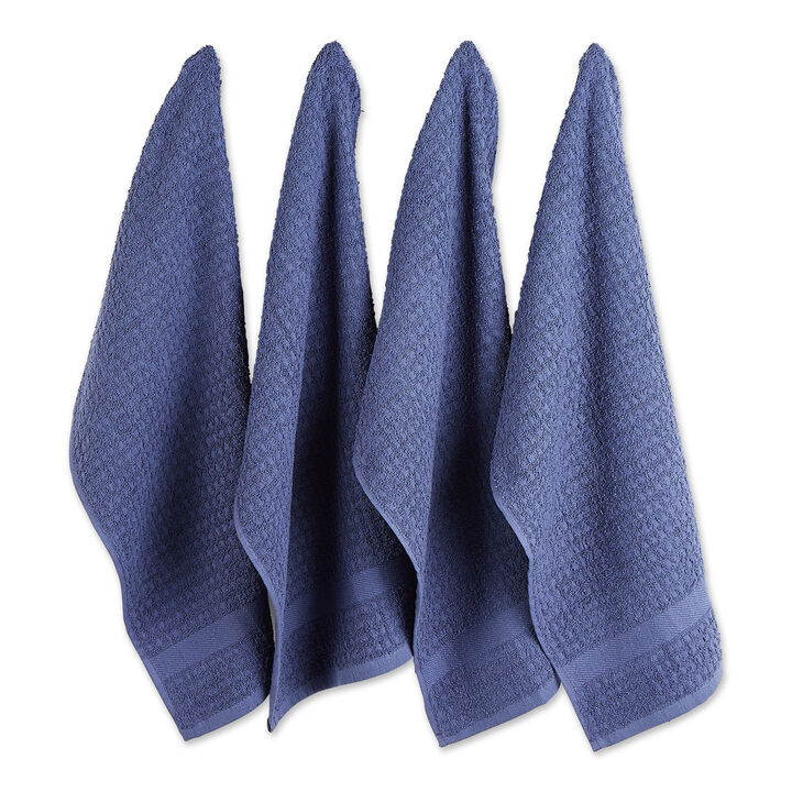 Set of 4 Solid French Blue Waffle Terry Dish Towel  26"