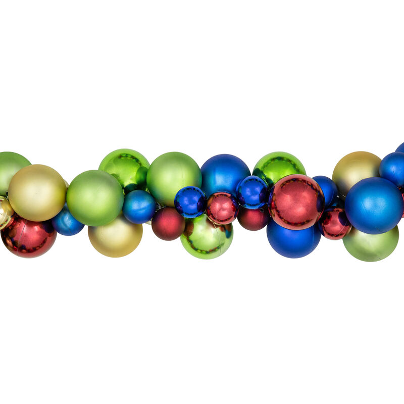 6' Multicolor 2-Finish Shatterproof Ball Christmas Garland