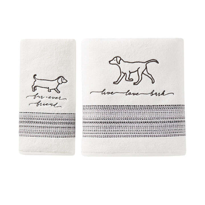 SKL Home Saturday Knight Ltd Fur Ever Friends Contemporary Simplistic Style Bath Towel - 27x50", White