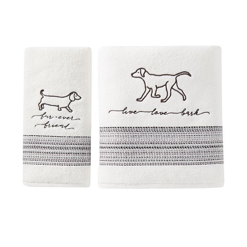 SKL Home Saturday Knight Ltd Fur Ever Friends Contemporary Simplistic Style Bath Towel - 27x50", White