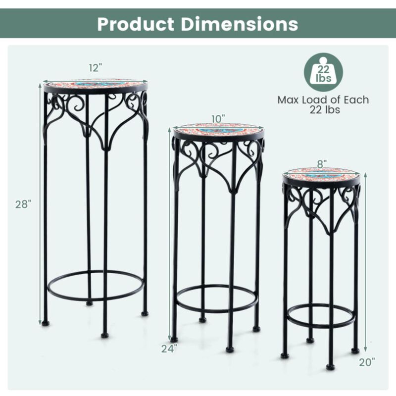 Hivvago Decorative Flower Display Holder with Ceramic Top for Patio