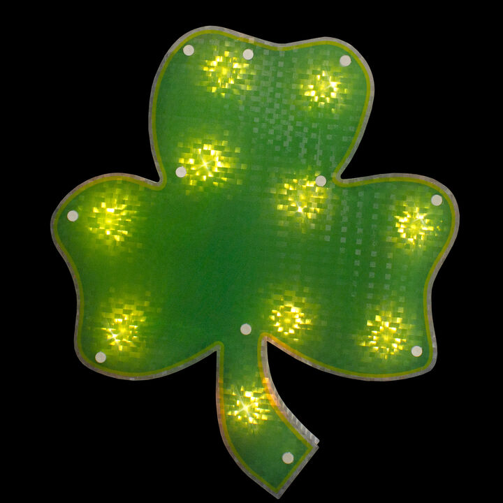 Lighted Shamrock St.Patrick's Day Window Silhouette - 14" - Clear Lights