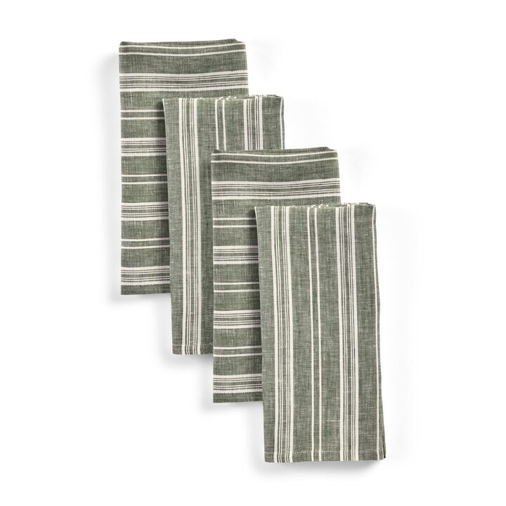 Solino Home 100% Pure Linen Chelsea Stripe Dinner Napkins 20 x 20 Inch Set of 4