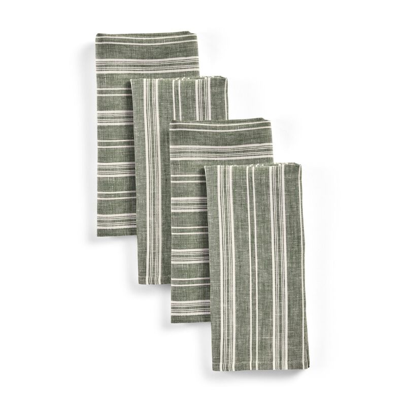 Solino Home 100% Pure Linen Chelsea Stripe Dinner Napkins 20 x 20 Inch Set of 4
