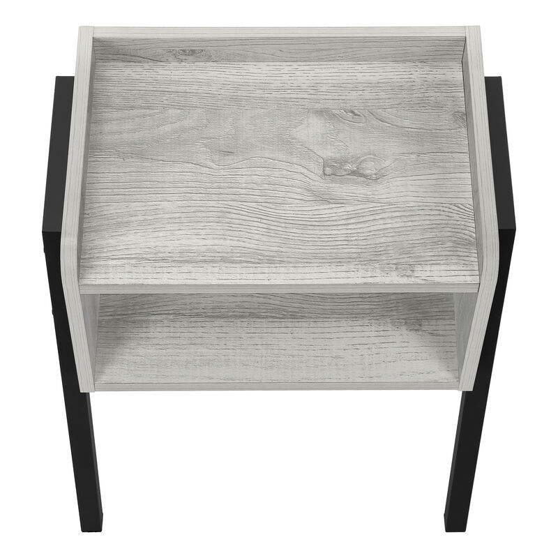 Monarch Specialties I 3591 Accent Table, Side, End, Nightstand, Lamp, Living Room, Bedroom, Metal, Laminate, Grey, Black, Contemporary, Modern