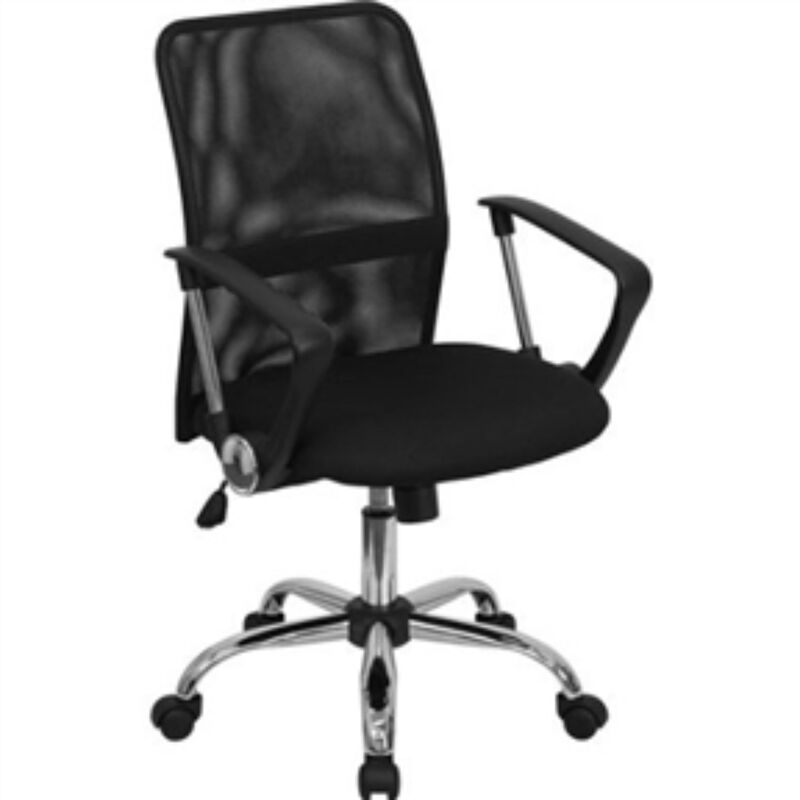 Hivvago Black Mid-Back Mesh Office Chair with Chrome Finished Base