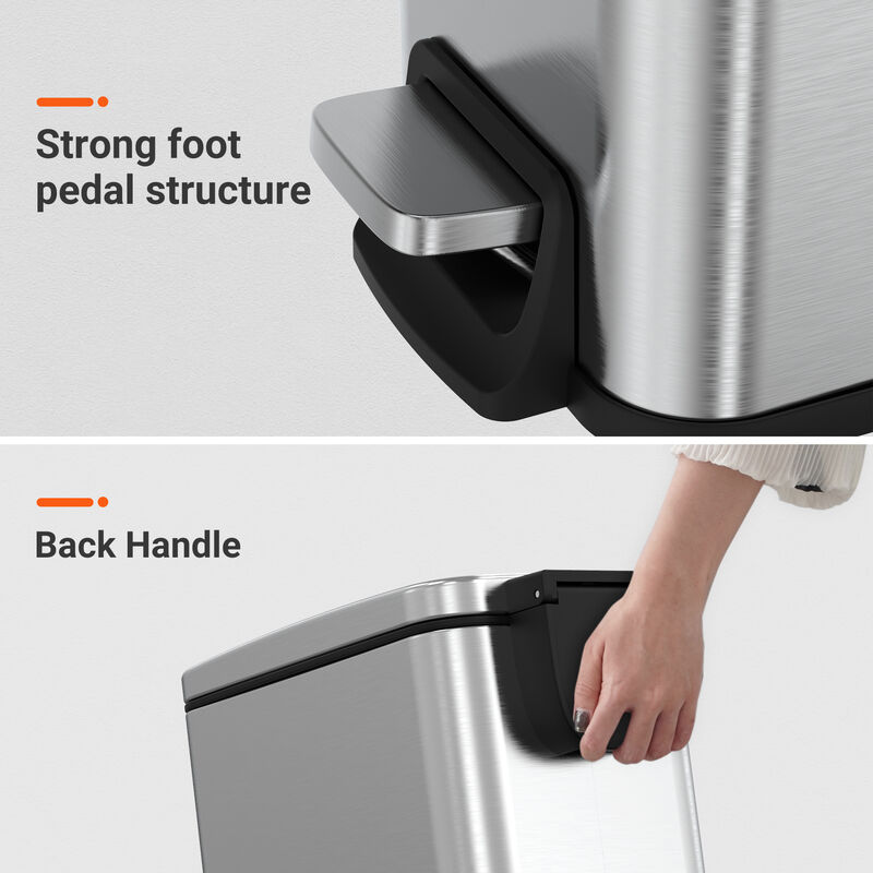 11.9 Gallon + Two 1.6 Gallon Slim Trash Can Combo, Stainless Steel Step Kitchen Garbage Can Set