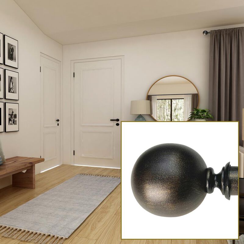 Versailles Heirloom Textured Ball Steel Heavy Duty Curtain Rods for Windows Set 72" - 144" Rustic Gold