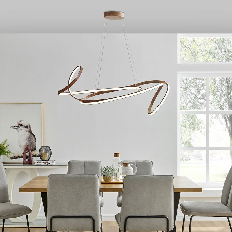 Moscow Chandelier Wood Metal Integrated LED Dimmable
