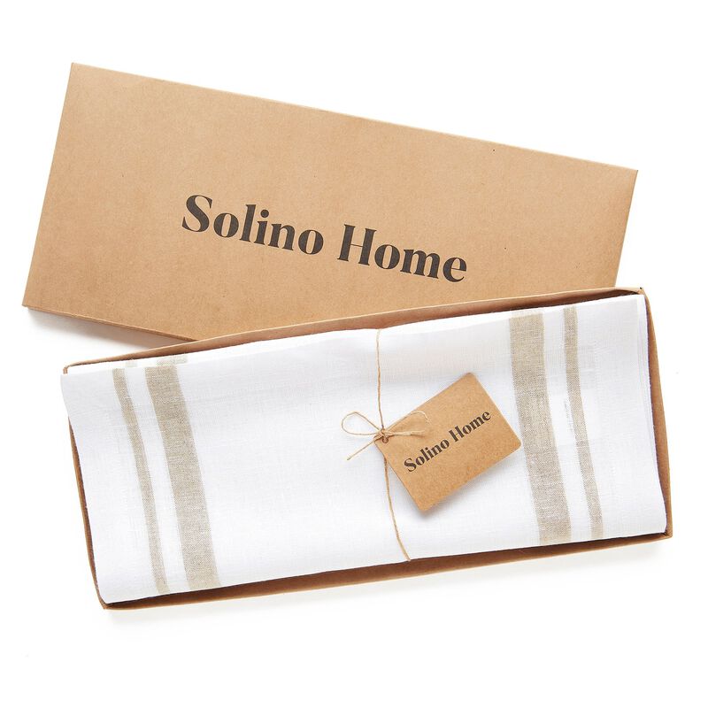 Solino Home 100% Pure Linen Table Runner | French Stripe