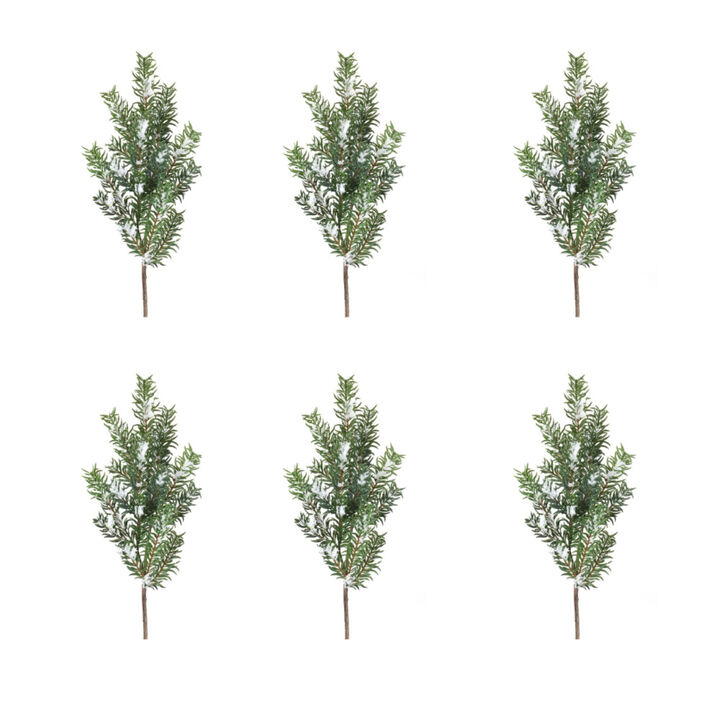 Artificial Snow Pine Sprays (Set of 6) for Festive Wreaths and Centerpieces