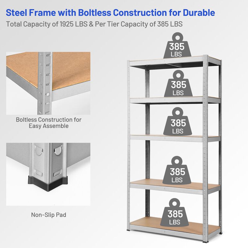 72 Inch Storage Rack with 5 Adjustable Shelves