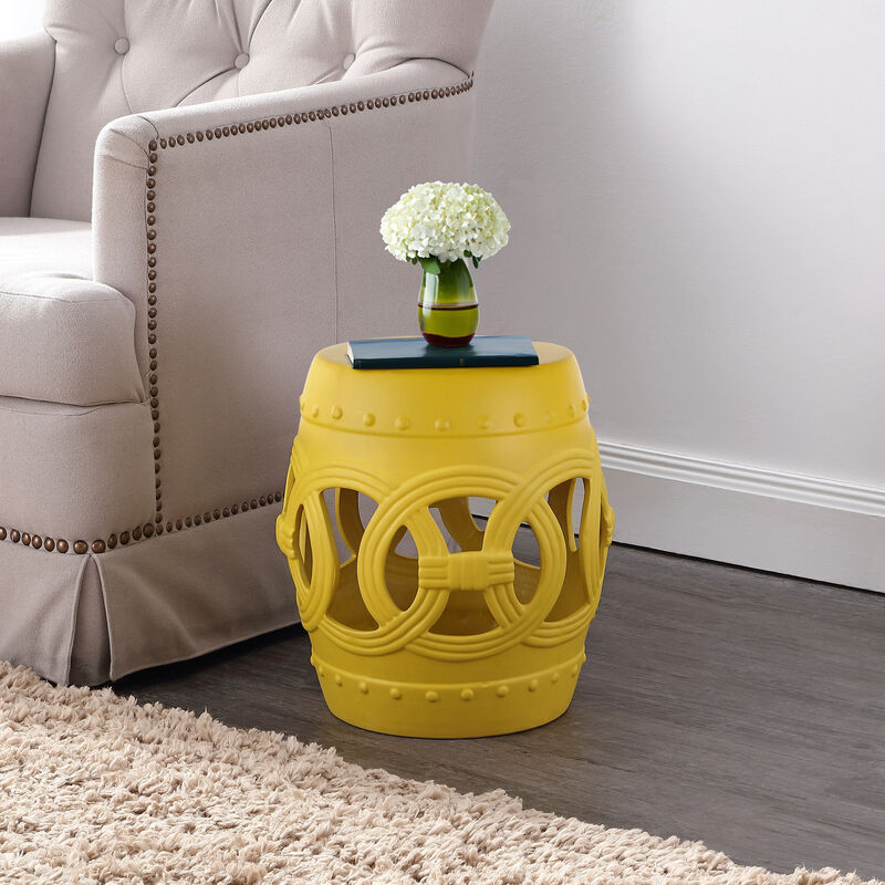 Lucky Coins 16" Chinese Ceramic Drum Garden Stool