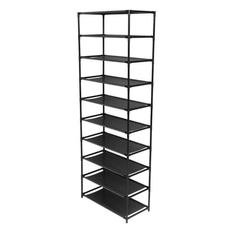 10-Tier Shoe Rack with Stackable Shelves, Stainless Steel Frame, 50 Pairs Shoe Capacity