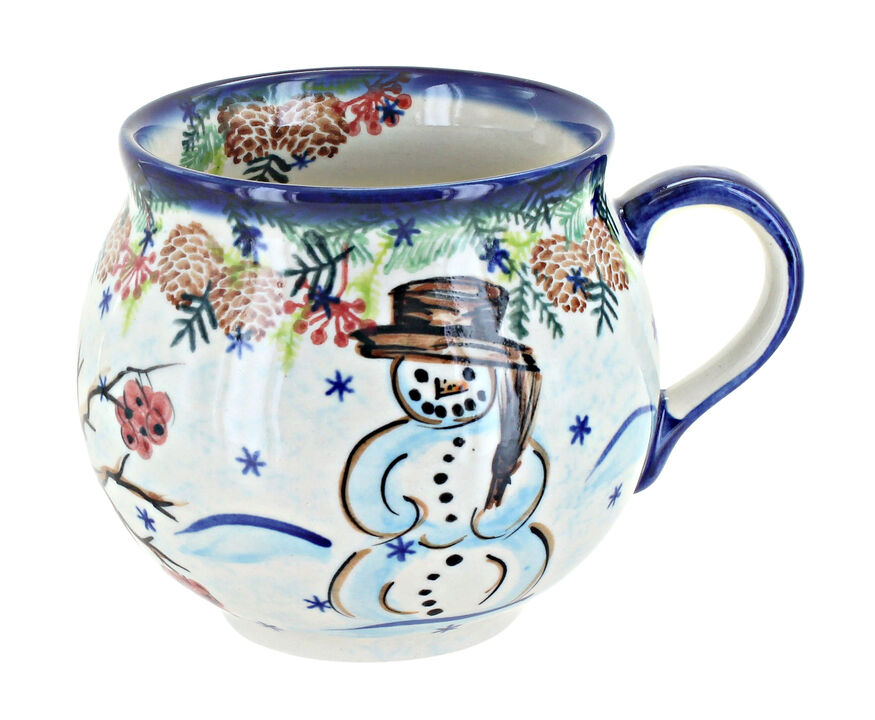 Blue Rose Polish Pottery Snowflake Friends Bubble Mug