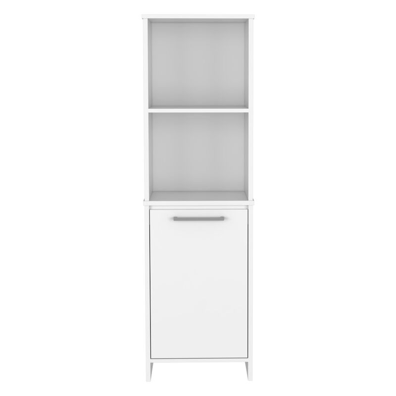 Eiffel Kitchen & Dining room Pantry, Two External Shelves, Single Door Cabinet, Two Interior Shelves White -White