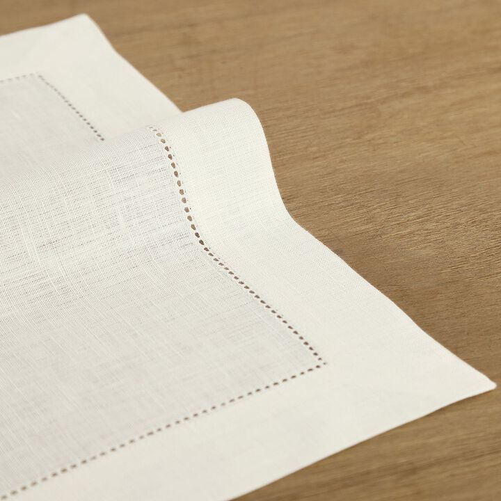 Solino Home 100% Pure Linen Dinner Napkins 20 x 20 Inch Set of 4 | Classic Hemstitch