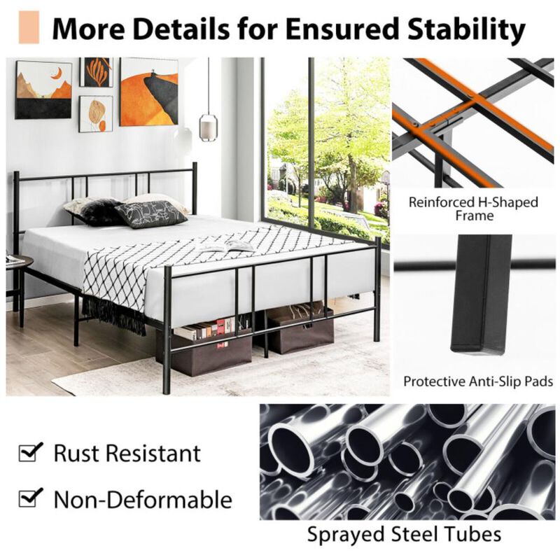 Hivvago Heavy-duty Platform Bed Frame with High Headboard