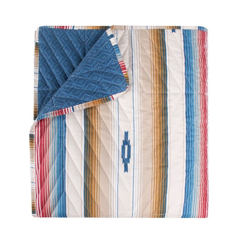 Rey 50 x 60 Quilted Throw Blanket, Ivory Multicolor Stripes Chevron Print
