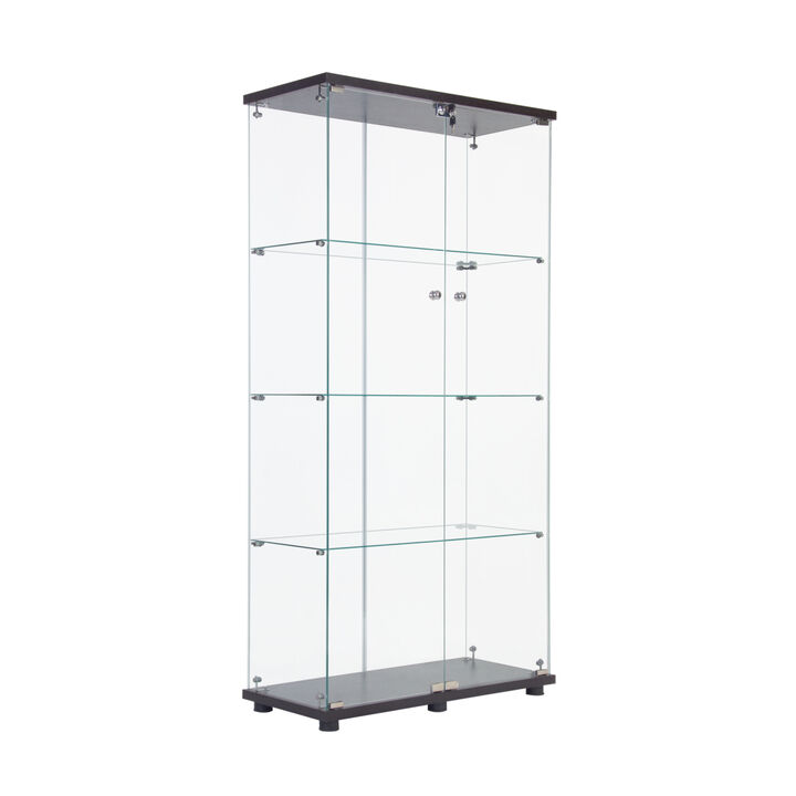 Two Door Glass Cabinet Glass Display Cabinet With 4 Shelves