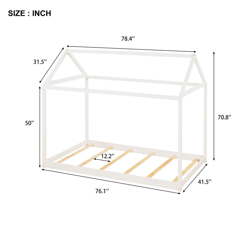 Merax Twin Size Wooden House Bed