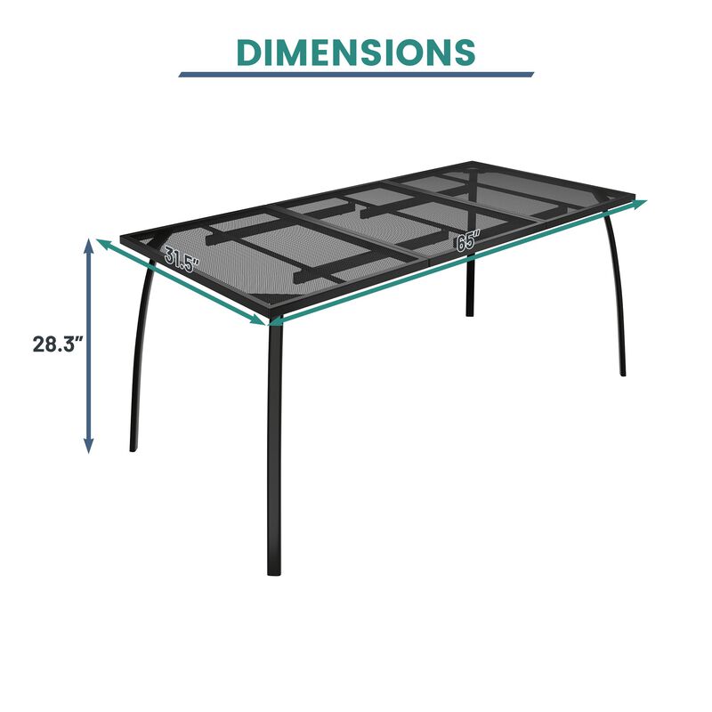 MONDAWE Extra Large Steel Mesh Table All-Weather Rectangle Dining Table  For Patios