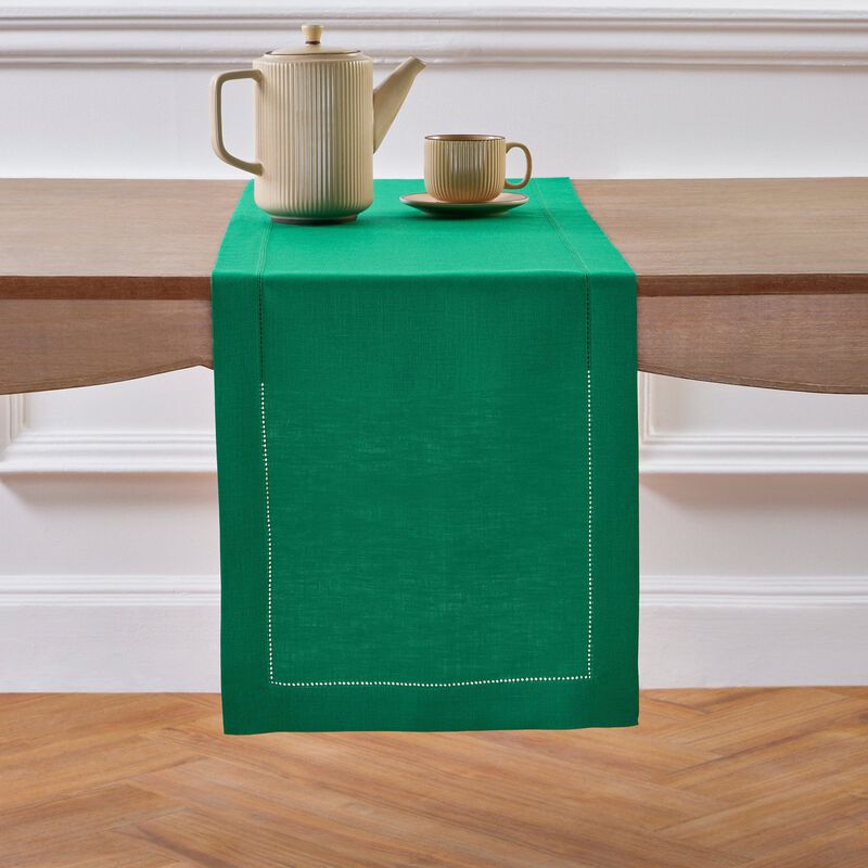 Solino Home 100% Pure Linen Table Runner | Classic Hemstitch for Thanksgiving, Christmas